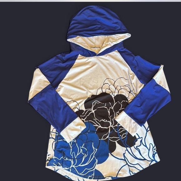 Lily by Firmiana Blue and white floral hoodie and jogger set size xtra large - Picture 2 of 7